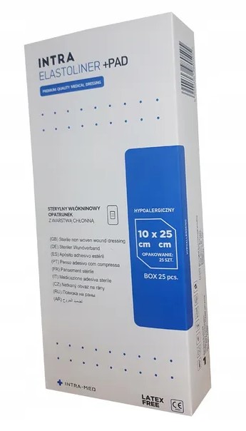 Превръзка с абсорбираща подложка ELASTOLINER+PAD 10cm x 30cm 25pcs