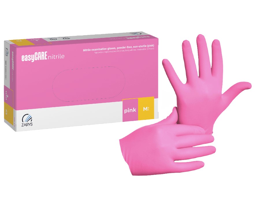 Pink M 100бр. нитрилни ръкавици без прах EasyCare