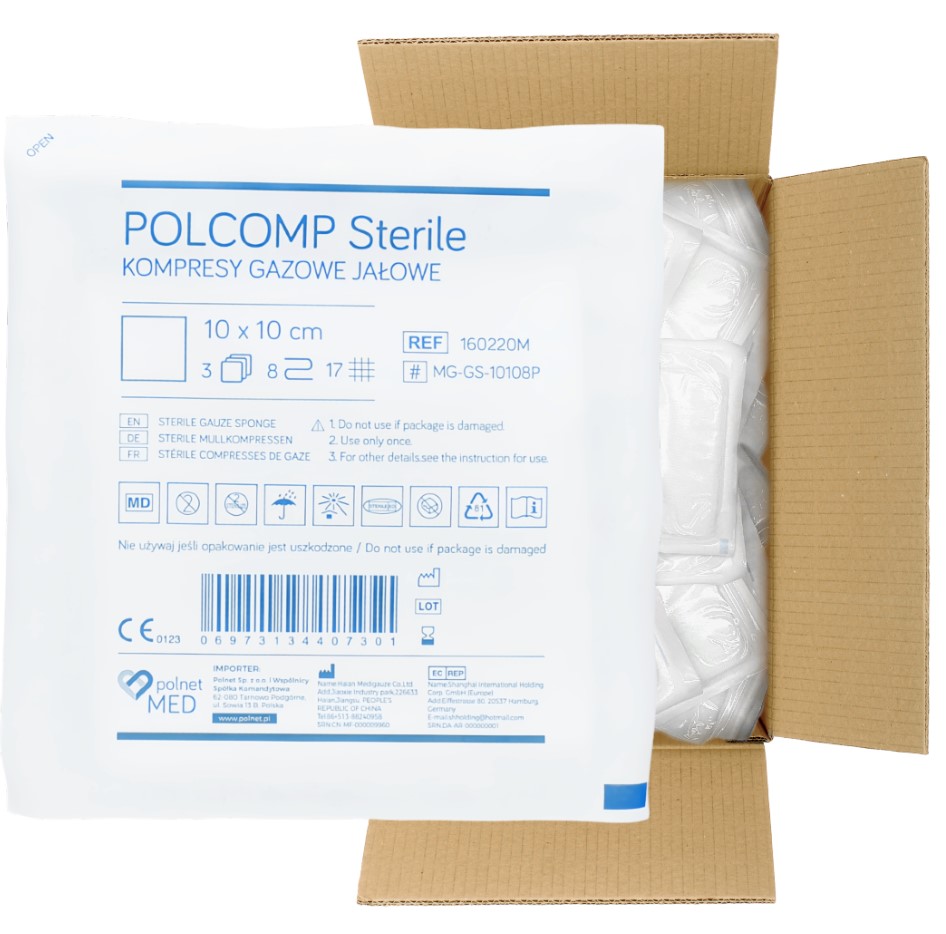 Стерилен газов компрес 10*10cm a'3pc-100pcs 17N 8W