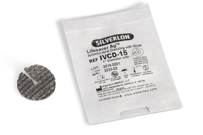 Silverlon Lifesaver IVCD-15 диаметър 2,5 см с отвор 1,5 мм 1 бр. централна превръзка за пункция