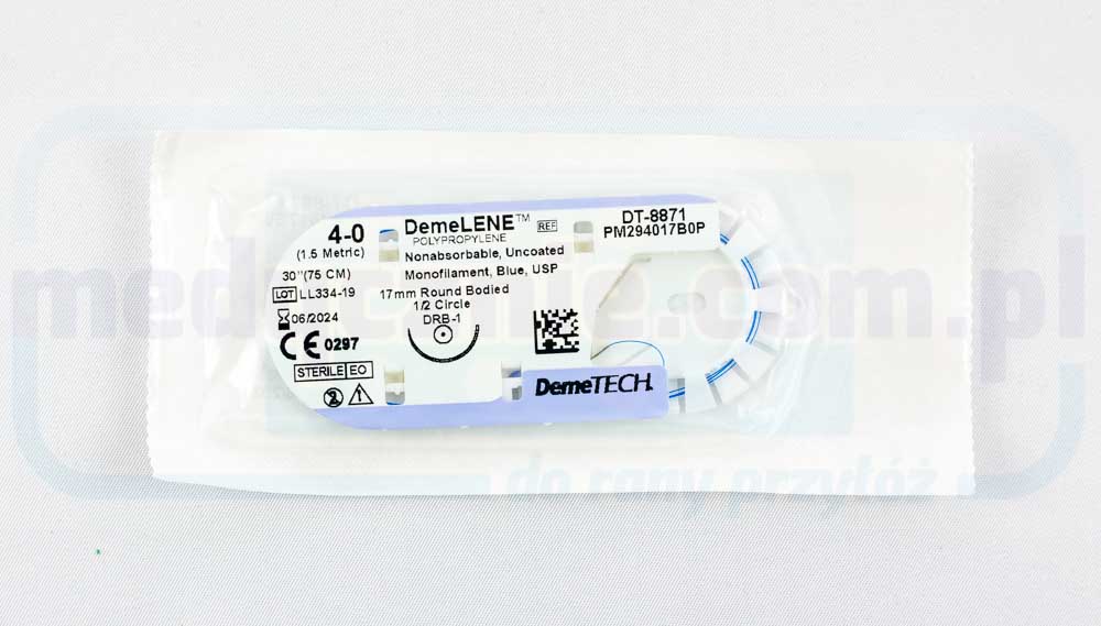 DEMELON Хирургически шев (неабсорбиращ се) 5/0 75cm син със заоблена 3/8 19mm игла DEMETECH 1 бр.