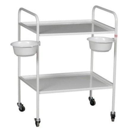 Метална маса за лечение с 2 рафта и чаши