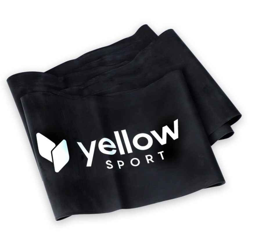 Упражнение гума жълтFLAT лента черна съпротива 12-15 кг