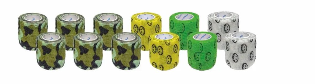 Кохезионна лента 2,5 см * 4,5 м 1 бр. усмивка зелен ластик, самозалепващ се