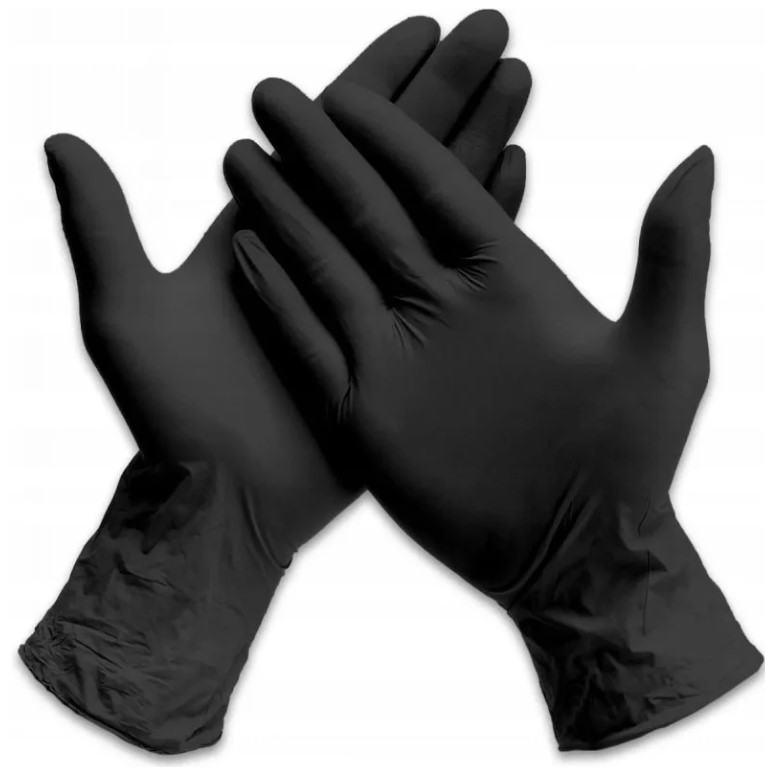 Черно M 100бр нитрилни ръкавици без прах