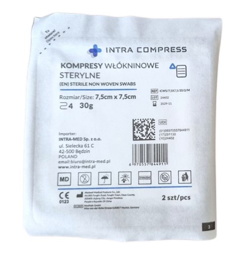 Стерилен компрес от нетъкан текстил 4W 7.5*7.5cm 2бр. блистер