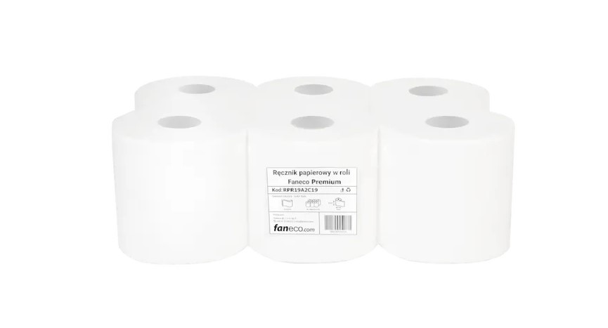 Faneco Premium 2-слойна целулозна кърпа за почистване на ролки бяла 6 бр.