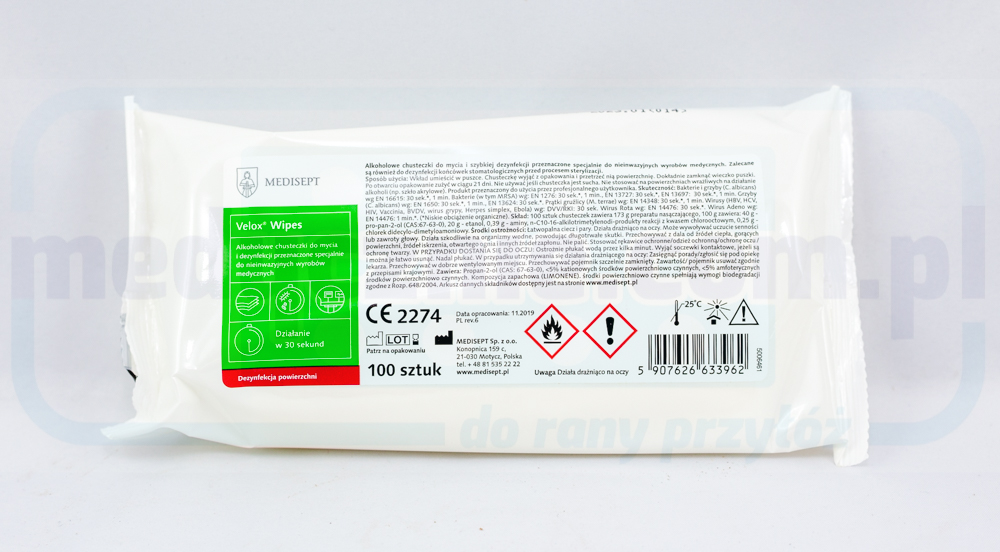 Велокс кърпички DUO патрон алкохолни кърпички 100 бр.