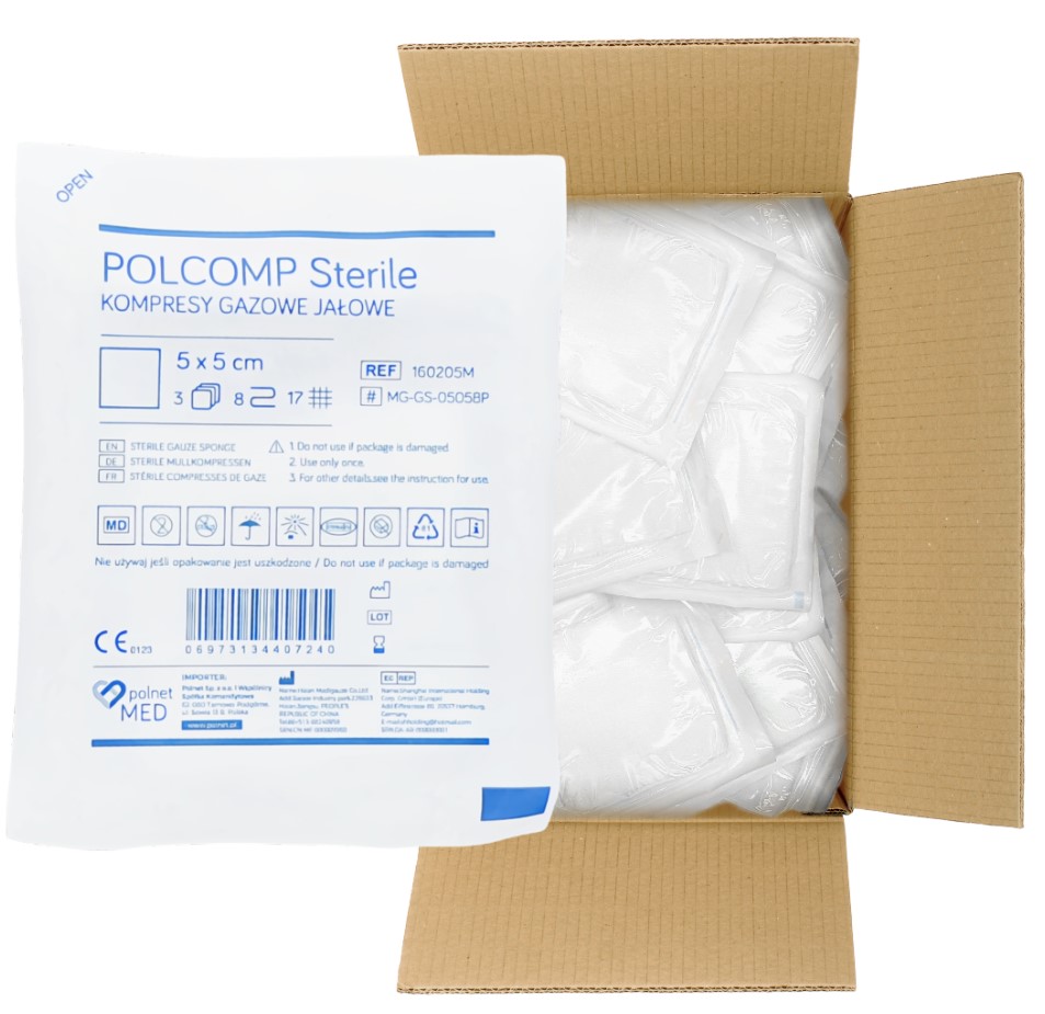 Стерилен газов компрес 5*5cm a'3pc-100pcs 17N 8W