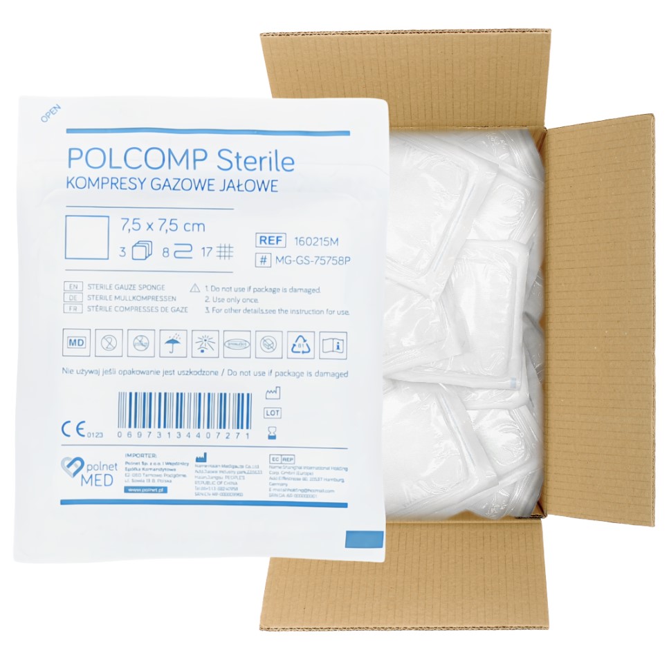 Стерилен марлен компрес 7.5*7.5cm a'3pcs-100pcs 17N 8W