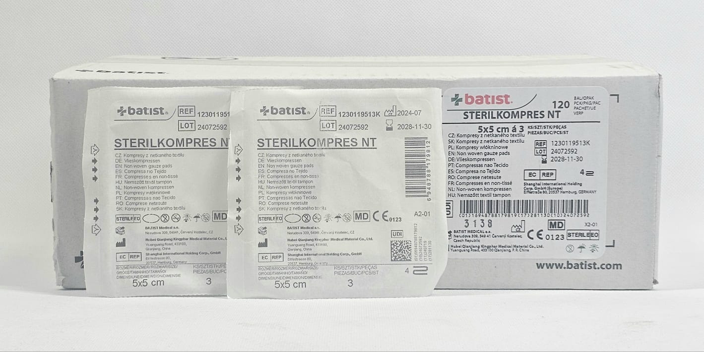 Стерилен компрес от нетъкан текстил 4W 5*5cm a'3pc-120pcs