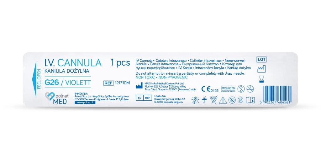 Venflon POLnet-FIX 0,62*19mm G26 виолетов