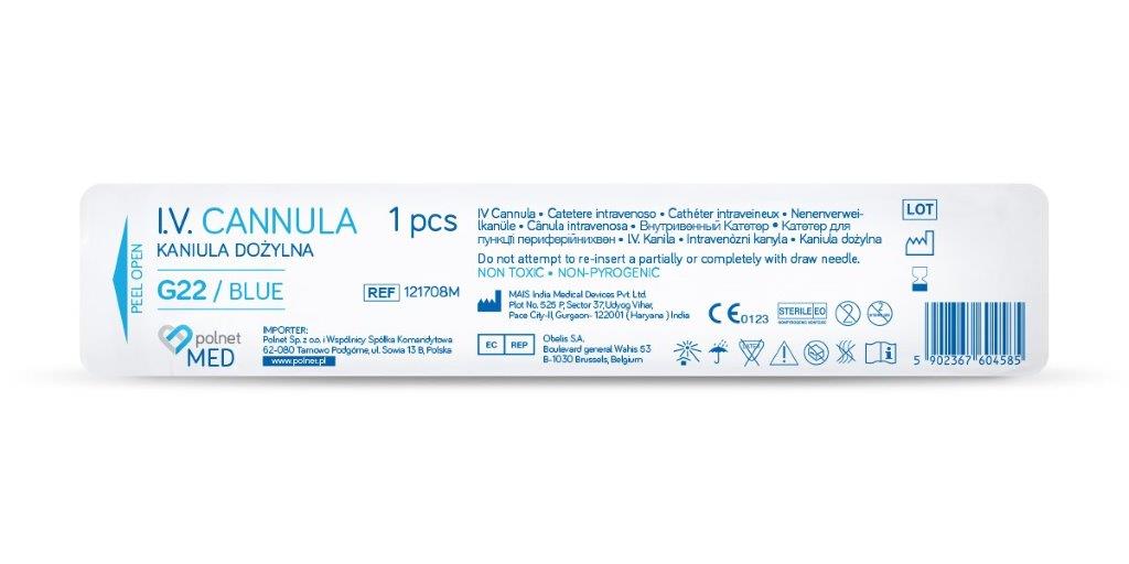 Venflon POLnet-FIX 0.9*25mm G22 син