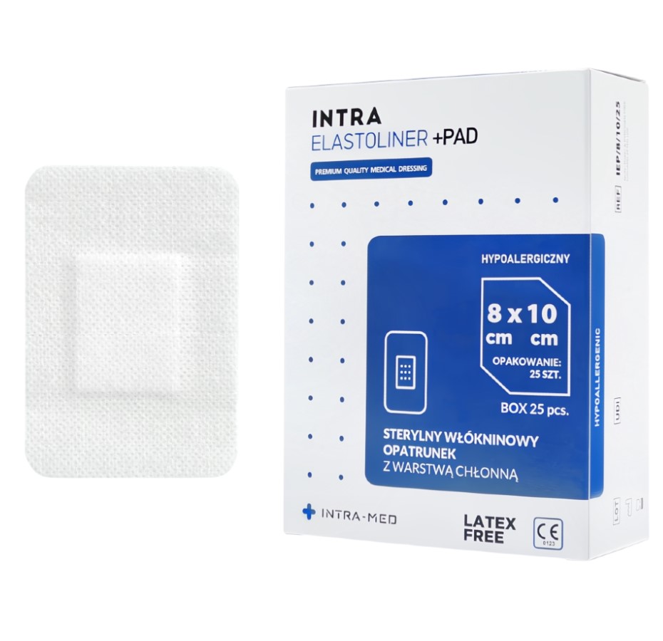 Превръзка с абсорбираща подложка ELASTOLINER+PAD 8cm x 10cm 25pcs
