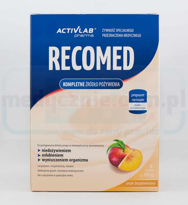 Хранителен коктейл RecoMed 6x65g праскова