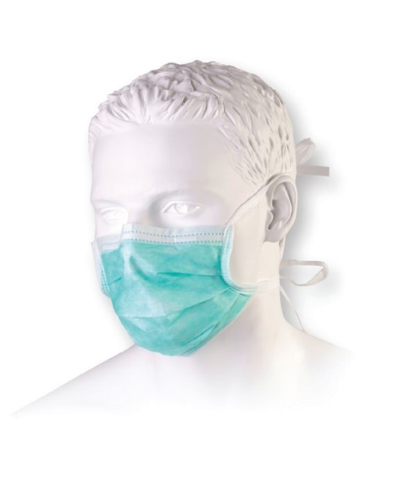 Зелена панталонна хирургическа маска 50бр. тип II медицинска, трислойна