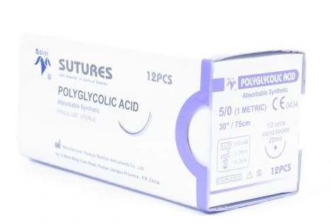 PGA 0 абсорбиращ хирургически шев с дължина 75 см, игла 30 мм, 3/8 кръг, триъгълна 1 бр.