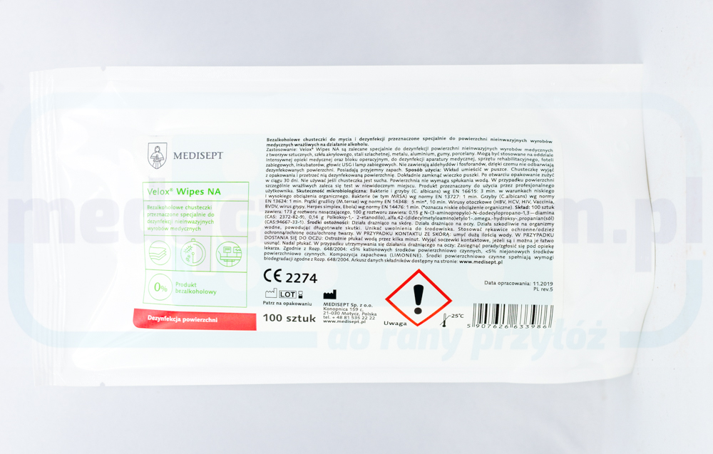 Велокс кърпички NA за зареждане с кърпички без алкохол 100 бр.