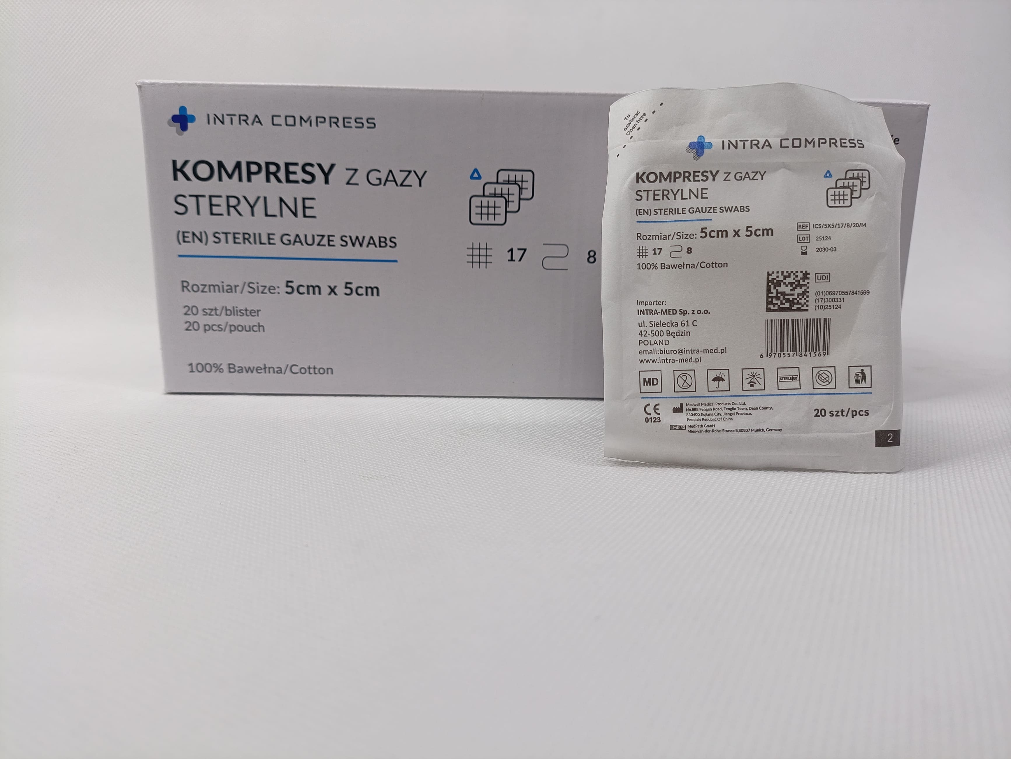 Стерилен газов компрес 5*5cm 20бр. блистер 17N 8W