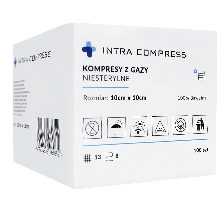 Нестерилен газов компрес 10*10cm 100pcs 13N 8W