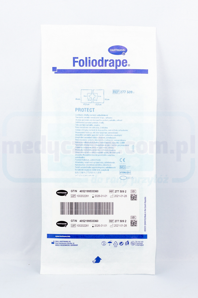 Стерилни кърпи Foliodrape от 2 части 45x75 с отвор REF 277509