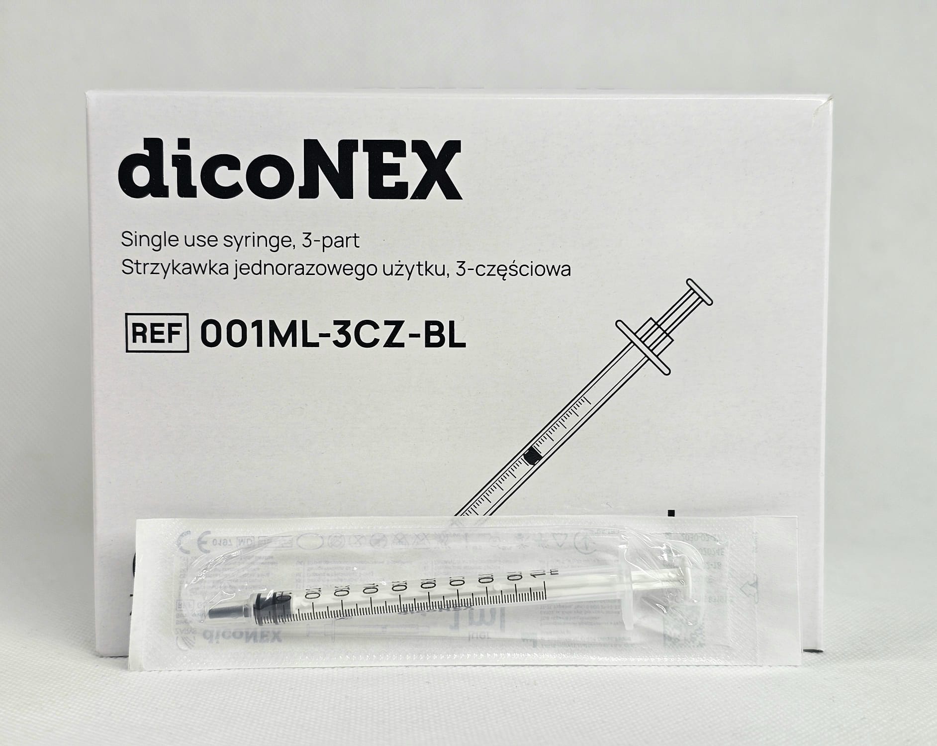 Стерилна спринцовка i.u. 1мл 3 части Luer 100бр. discoNEX - Изображение 2