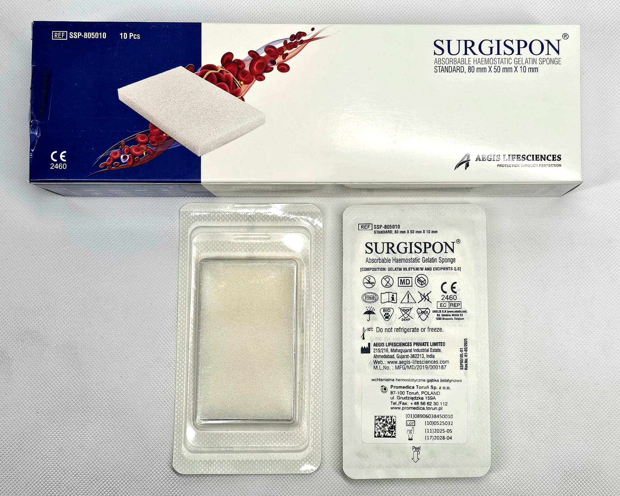 Surgispon 8cm* 5cm* 1cm 1бр. желатинова гъба с хемостатичен ефект