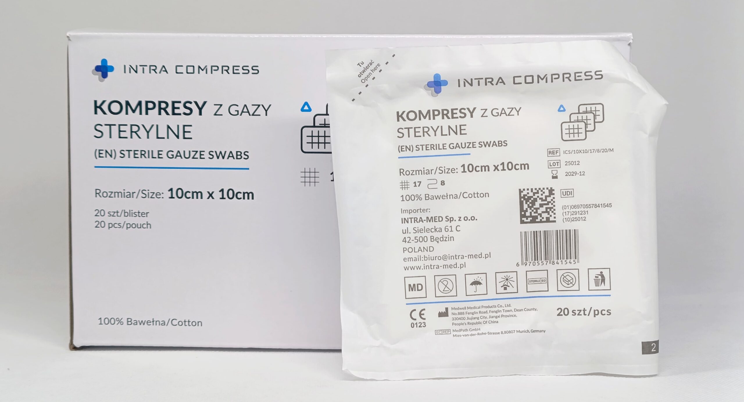 Стерилен газов компрес 10*10cm 20бр. блистер 17N 8W