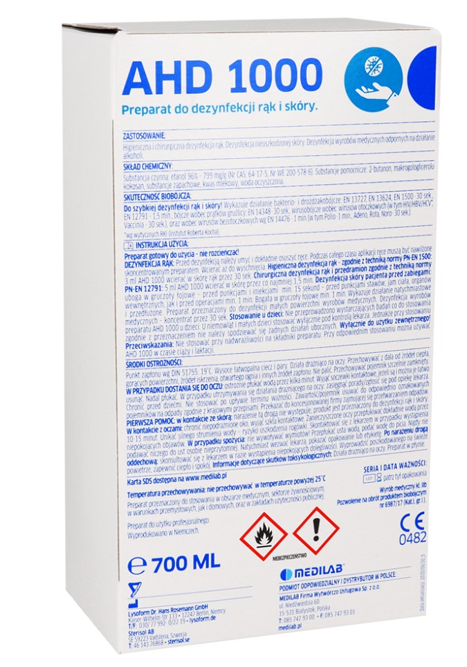 AHD 1000 700ml стеризол за дезинфекция на ръце