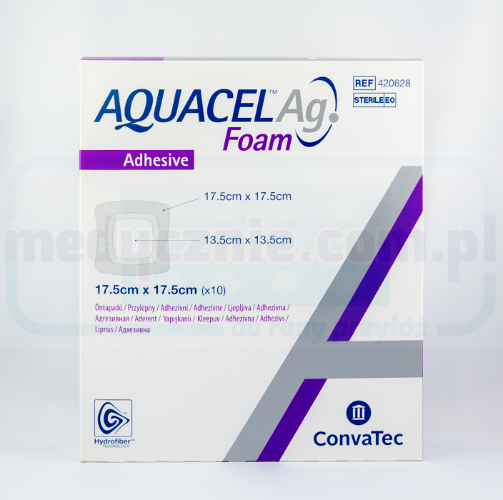 Aquacel пяна Ag лепило 17.5*17.5cm многослойна пяна превръзка 1бр - Изображение 2