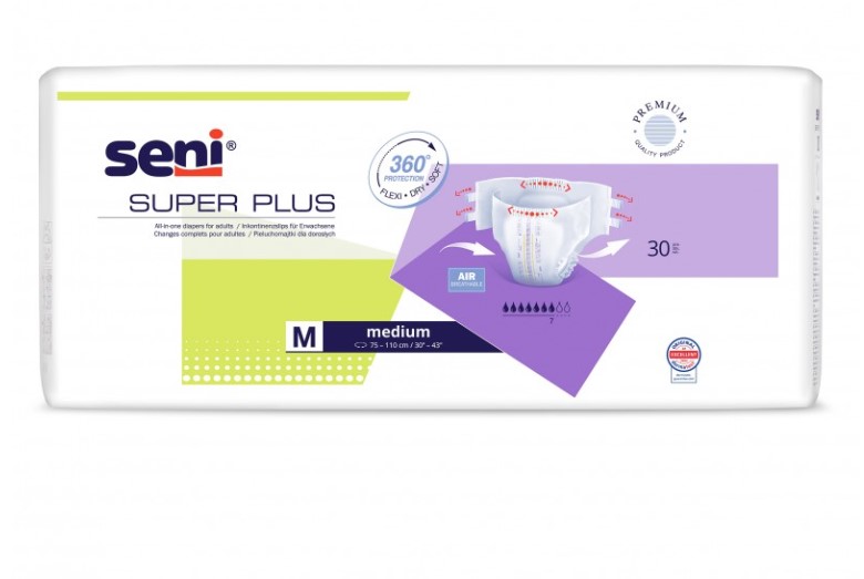 Памперси Super Seni Plus за възрастни, средни размери, 30 бр.