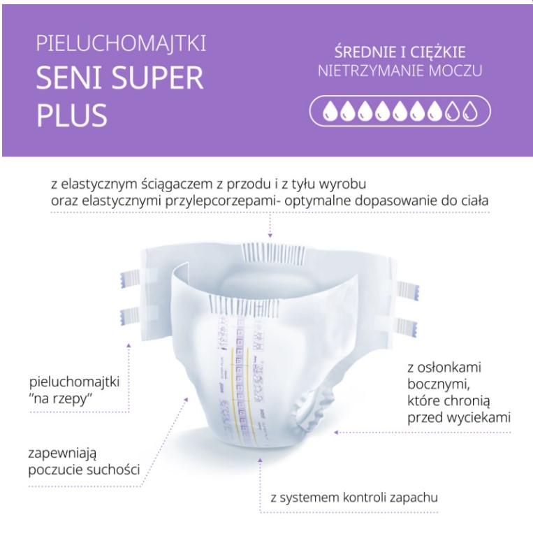 Памперси Super Seni Plus за възрастни, средни размери, 30 бр. - Изображение 2